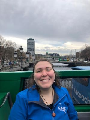 a person in a blue shirt