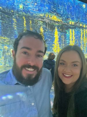 a man and a woman taking a selfie