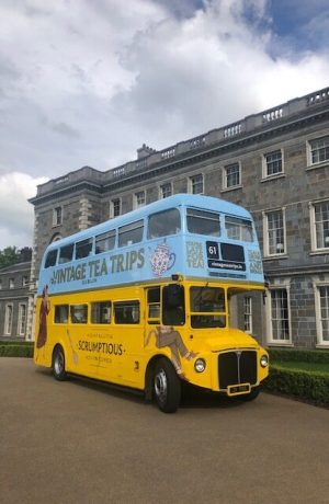 a school bus parked in front of a building
