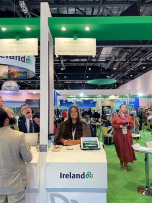 a group of people standing in a room