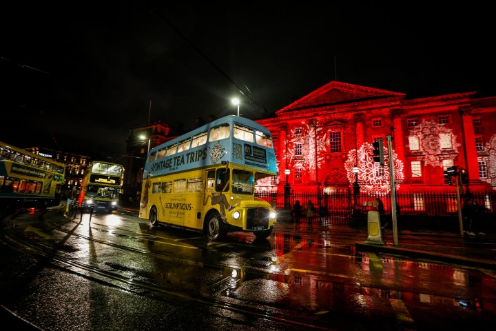a train on the tracks at night