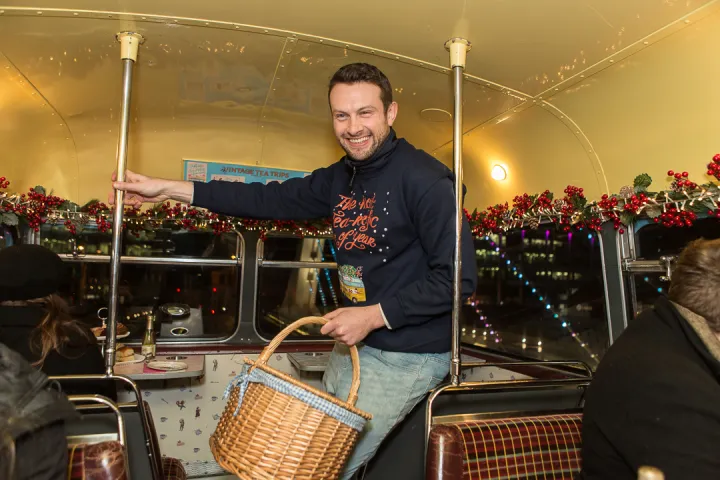 a man holding a video game