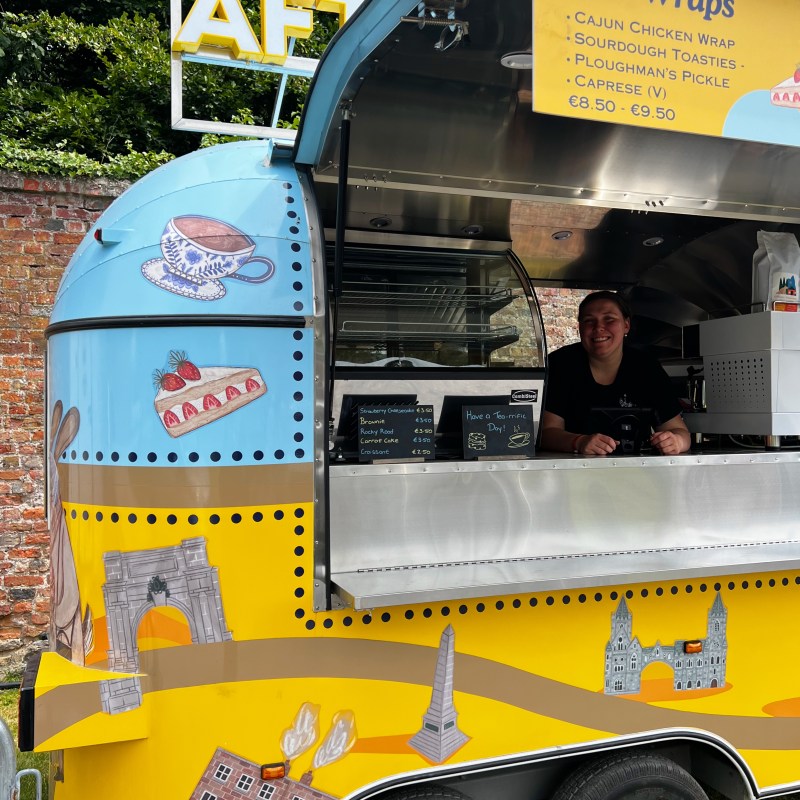 a person riding on the back of a truck