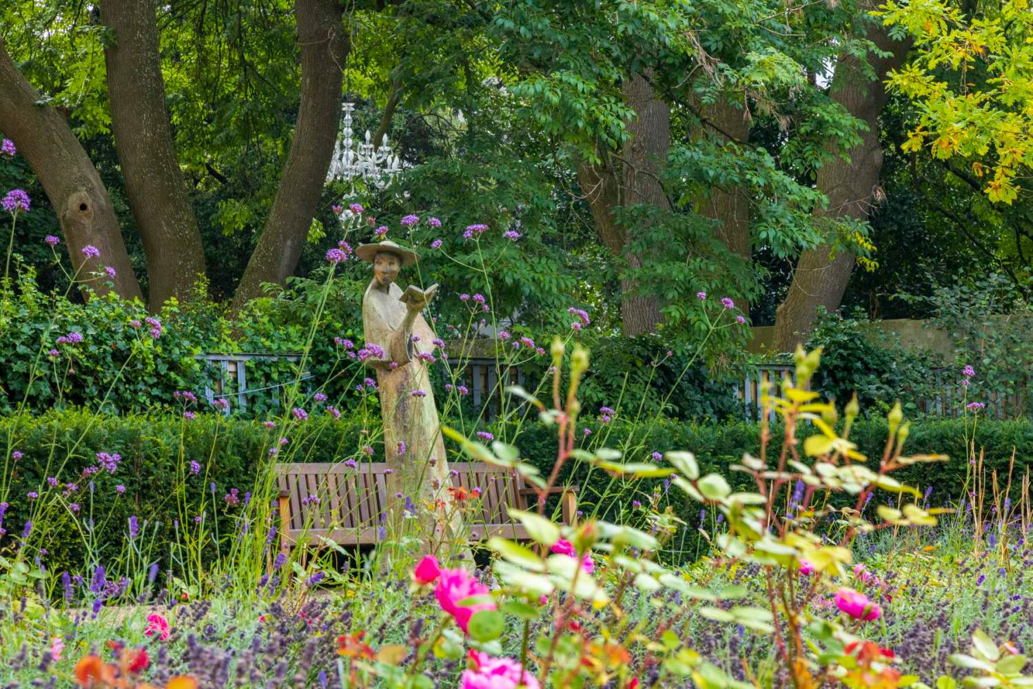 a close up of a flower garden