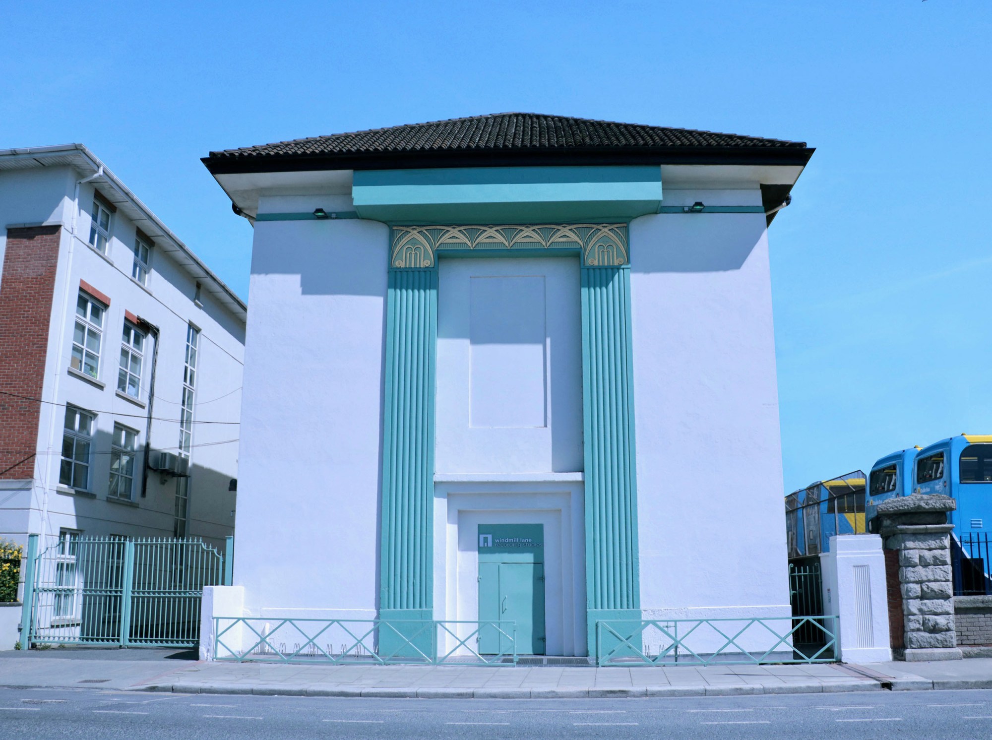 Windmill Lane Recording Studios, exterior shot, Dublin_master a person standing in front of a building