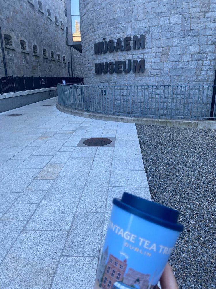 Vintage Tea Trips cup outside of the main entrance of Kilmainham Gaol