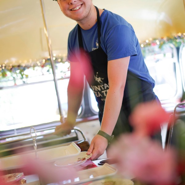a person sitting on a table