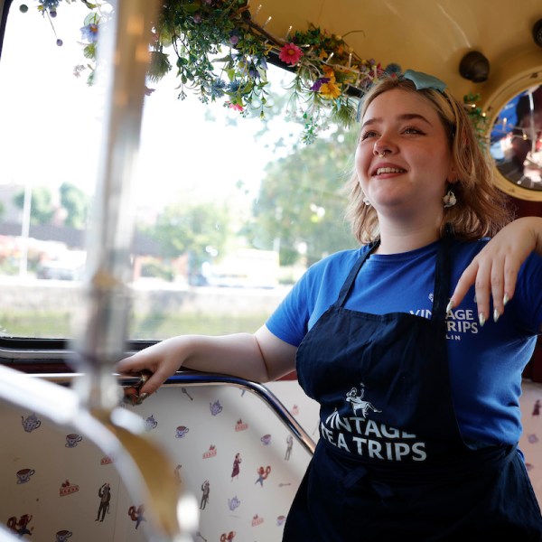 a person riding on the back of a car window