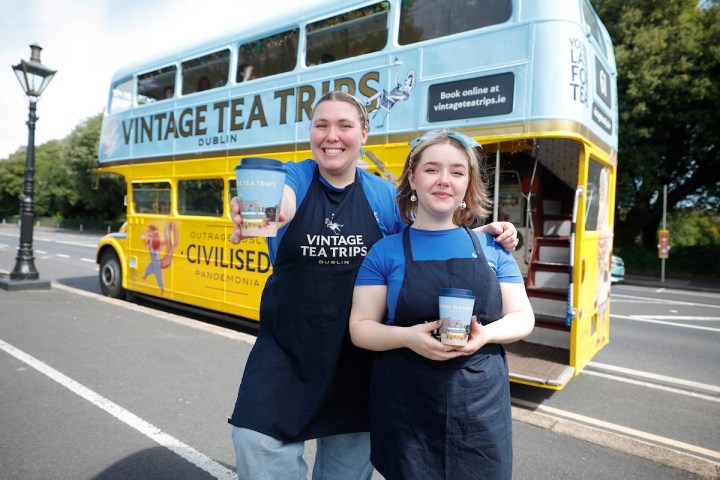 a double decker bus on the street